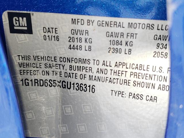 2016 CHEVROLET VOLT LTZ 1G1RD6S5XGU136316