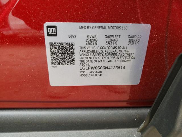 2022 CHEVROLET BOLT EV 1L 1G1FW6S06N4123514
