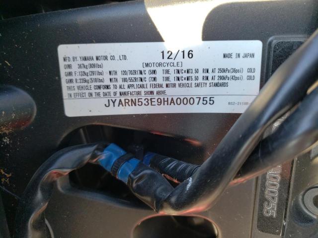 2017 YAMAHA FZ09 JYARN53E9HA000755
