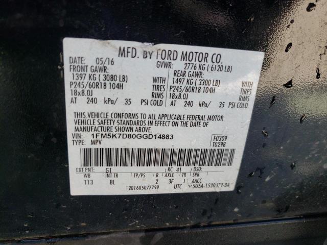 2016 FORD EXPLORER X - 1FM5K7D80GGD14883