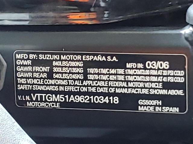 2006 SUZUKI GS500 FK VTTGM51A962103418