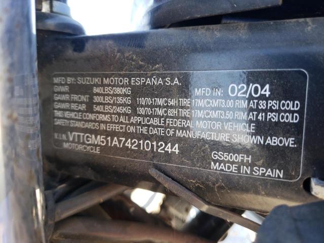 2004 SUZUKI GS500 FK VTTGM51A742101244