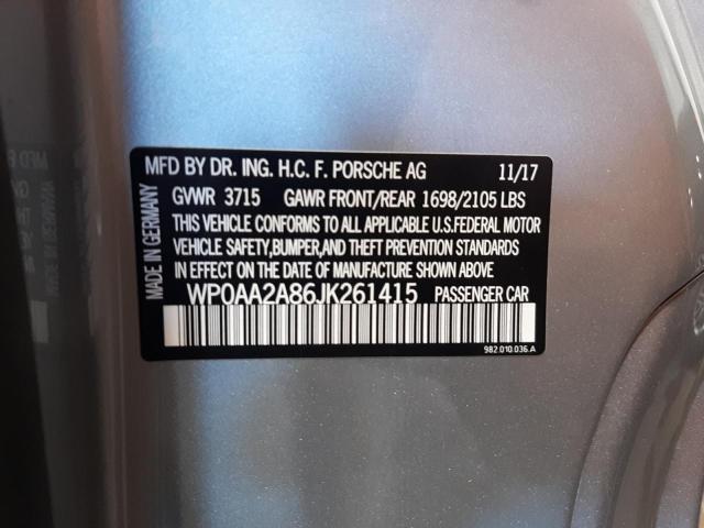 2018 PORSCHE CAYMAN WP0AA2A86JK261415