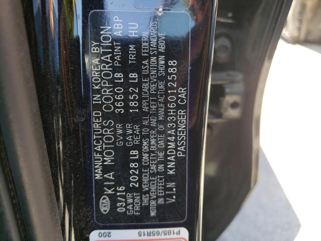KNADM4A33H6012588 KIA RIO LX