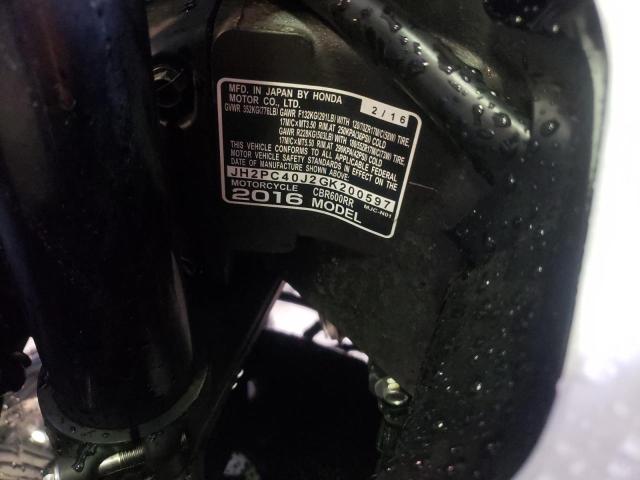 2016 HONDA CBR600 RR - JH2PC40J2GK200597