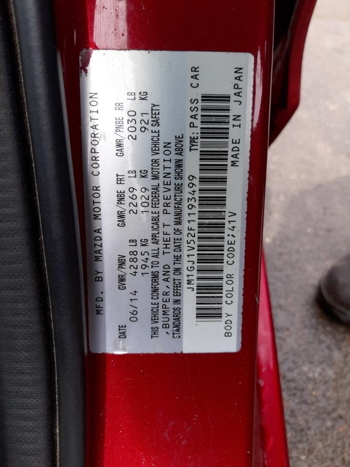 2015 Mazda 6 Touring VIN: JM1GJ1V52F1193499 Lot: 56383172