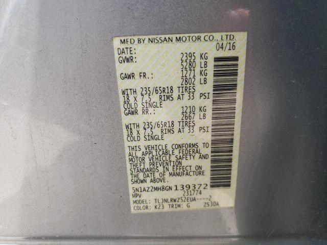2016 NISSAN MURRANO 5N1AZ2MH8GN139372