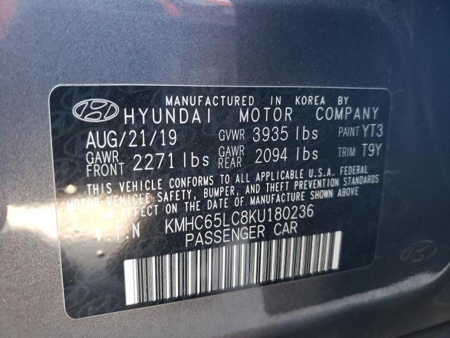 2019 HYUNDAI IONIQ BLUE - KMHC65LC8KU180236