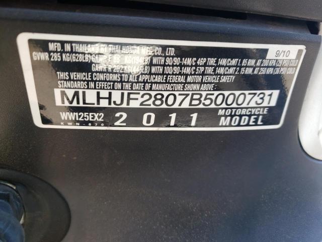 2011 HONDA PCX MLHJF2807B5000731
