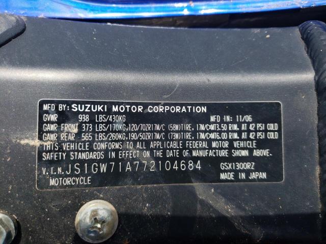 2007 SUZUKI GSX1300 RZ JS1GW71A772104684