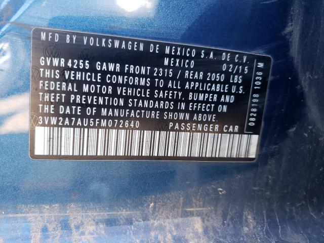 2015 VOLKSWAGEN GOLF TDI 3VW2A7AU5FM072640