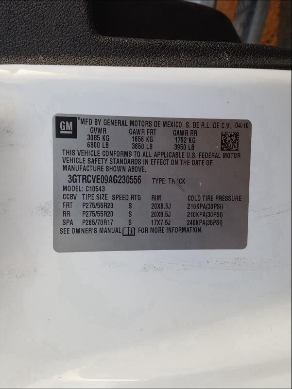 2010 GMC SIERRA C15 3GTRCVE09AG230556