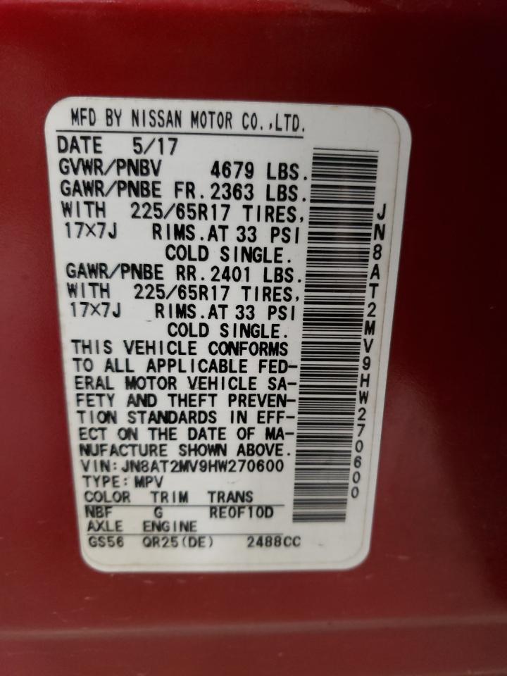 JN8AT2MV9HW270600 NISSAN ROGUE 2017