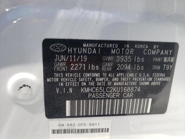 2019 HYUNDAI IONIQ BLUE - KMHC65LC2KU168874