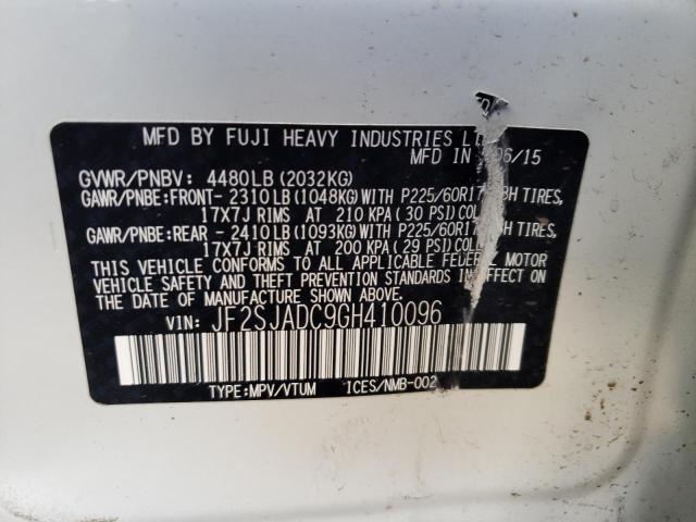 2016 SUBARU FORESTER 2 - JF2SJADC9GH410096