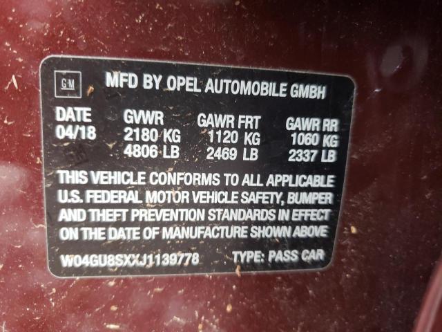2018 BUICK REGAL TOUR W04GU8SXXJ1139778