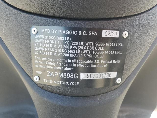 2020 PIAGGIO SCOOTER ZAPM898G9L7001786
