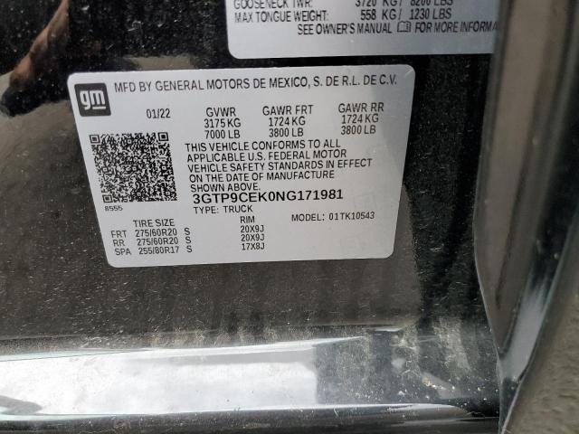 2022 GMC SIERRA LIM 3GTP9CEK0NG171981