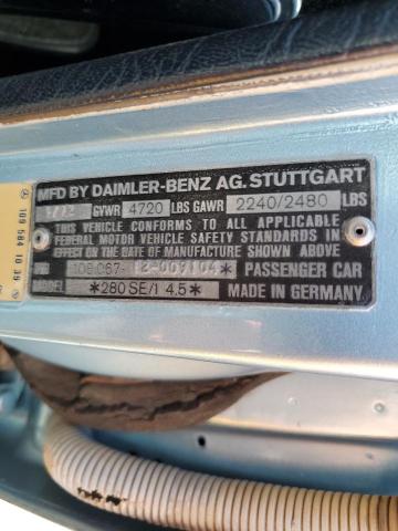 1972 MERCEDES-BENZ 280SE VIN: 10806712009104