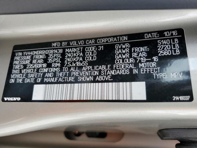 2017 VOLVO XC60 T5 DY YV440MDR6H2081438