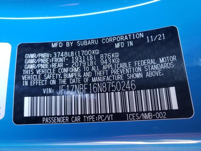 2022 TOYOTA GR 86 PREM JF1ZNBF16N8750246