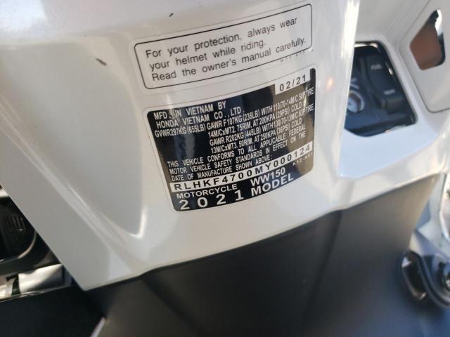 2021 HONDA WW150 RLHKF4700MY000124