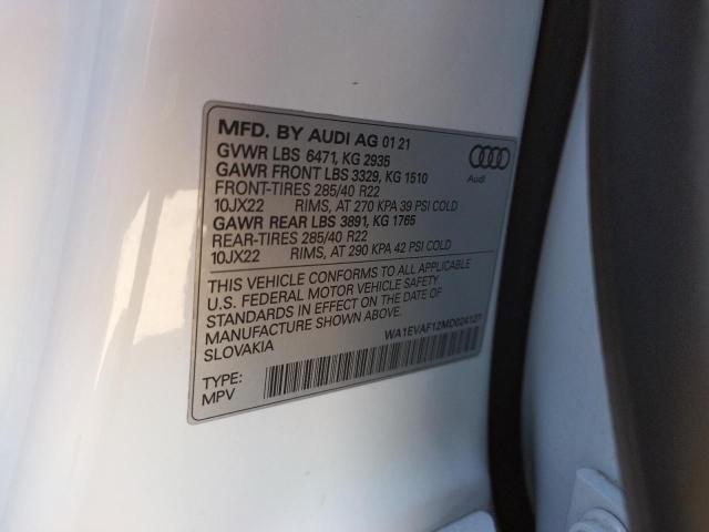 2021 AUDI Q8 PREMIUM WA1EVAF12MD024127