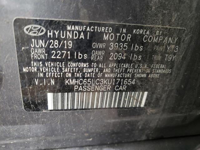 2019 HYUNDAI IONIQ BLUE - KMHC65LC3KU171654
