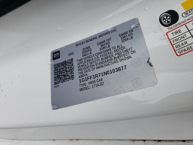 2022 CHEVROLET CAMARO LT1 1G1FF1R71N0103877