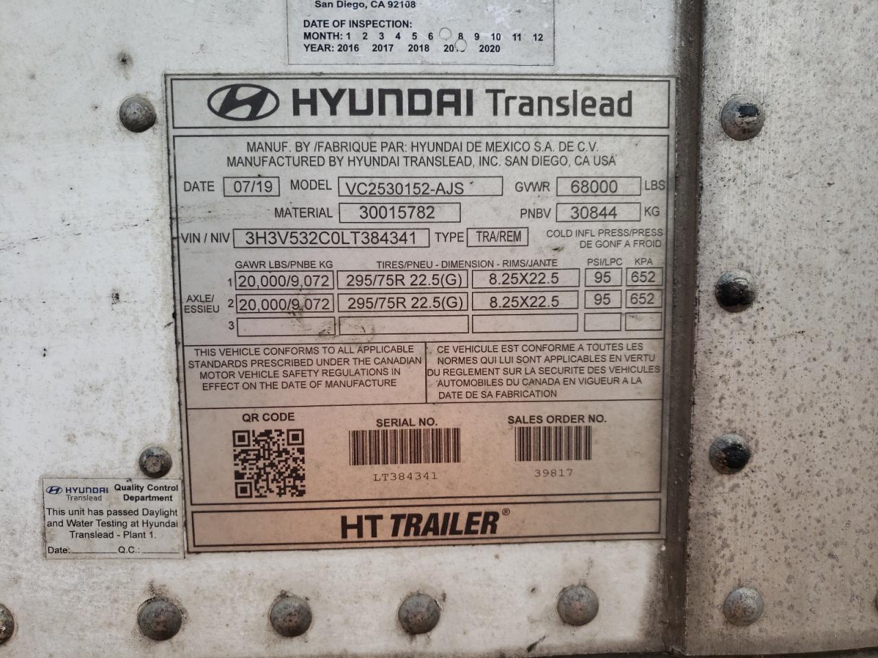 3H3V532C0LT384341 HYTR TRAILER 2020