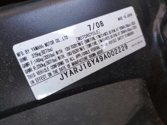 2009 YAMAHA YZFR6 C JYARJ16Y49A002229