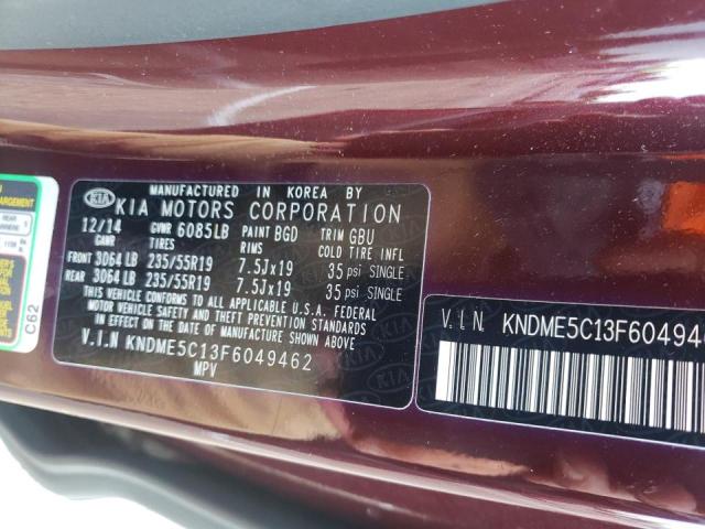2015 KIA SEDONA SXL KNDME5C13F6049462