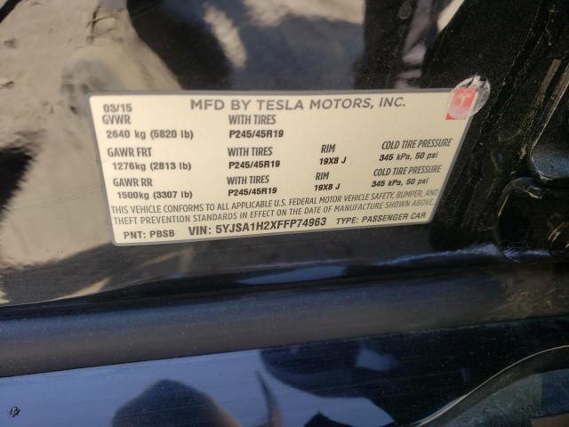 2015 TESLA MODEL S 85 5YJSA1H2XFFP74963