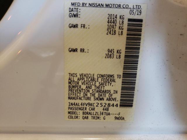 2019 NISSAN ALTIMA EDI 1N4AL4FV9KC252844