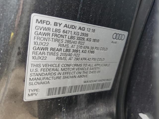 2019 AUDI Q8 PREMIUM WA1EVAF15KD019422