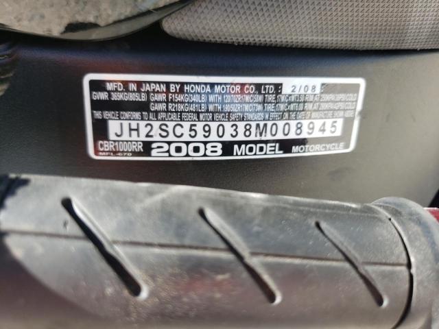 2008 HONDA CBR900 JH2SC59038M008945