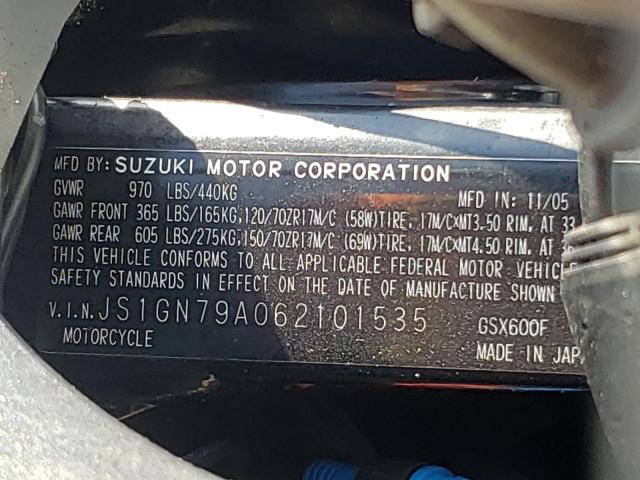 2006 SUZUKI GSX600 F JS1GN79A062101535