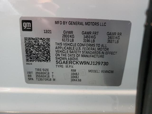 2022 BUICK ENCLAVE PR 5GAERCKW9NJ129730