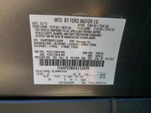 1FAHP2E80FG153699 | 2015 Ford taurus sel