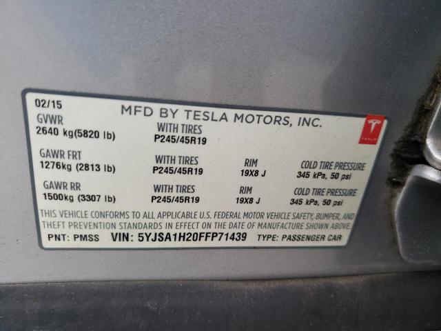2015 TESLA MODEL S 85 5YJSA1H20FFP71439