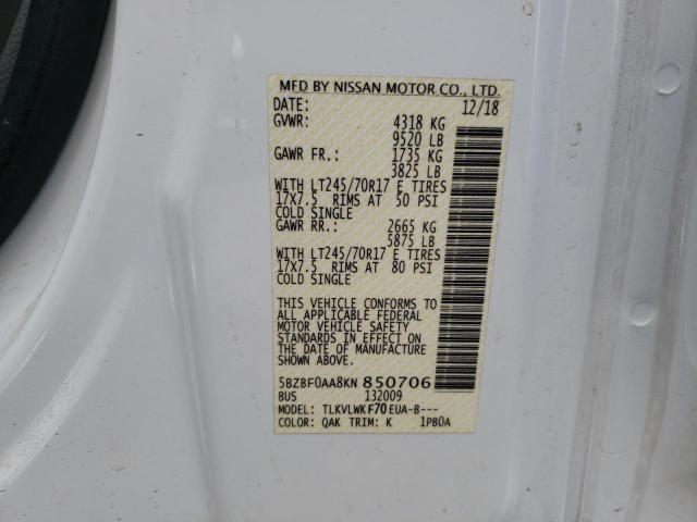 2019 NISSAN NV 3500 5BZBF0AA8KN850706