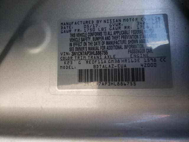 3N1CN7AP3HL886755 Nissan VERSA S
