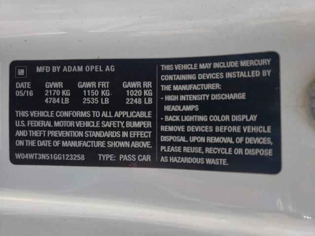 2016 BUICK CASCADA PR W04WT3N51GG123258