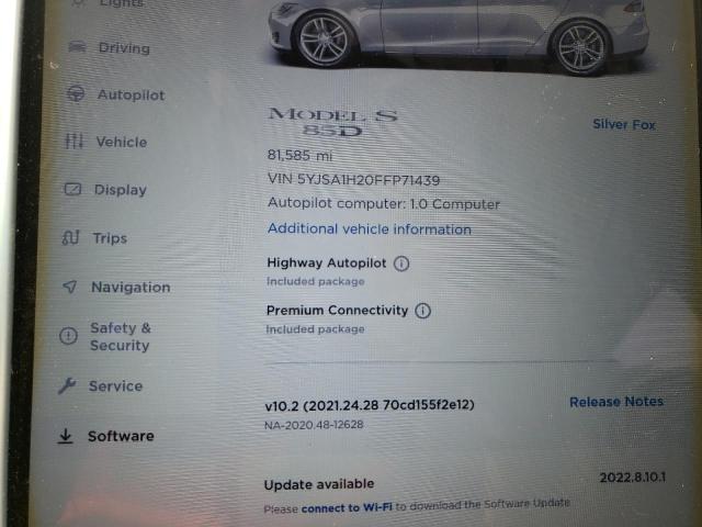 2015 TESLA MODEL S 85 5YJSA1H20FFP71439