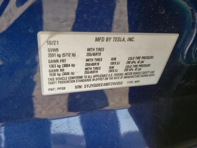 2021 TESLA MODEL Y - 5YJYGDEE4MF294956