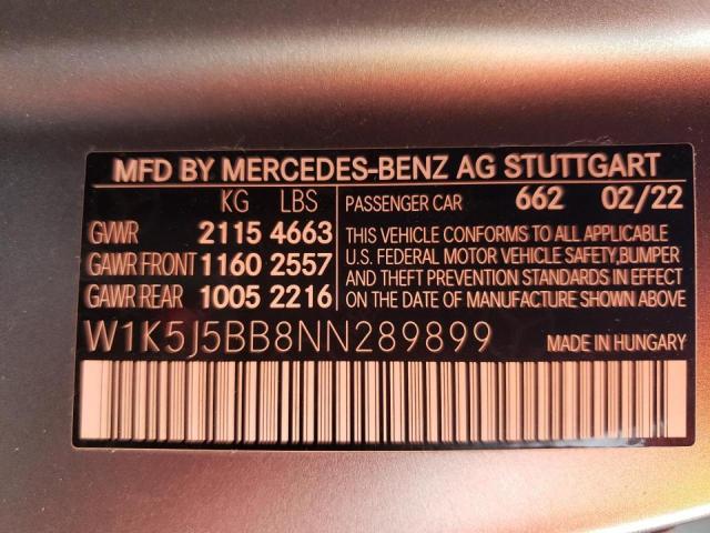 2022 MERCEDES-BENZ CLA AMG 35 W1K5J5BB8NN289899