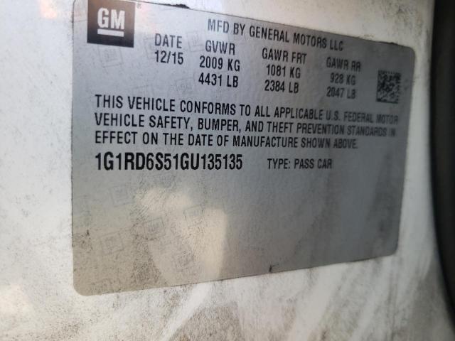 2016 CHEVROLET VOLT LTZ 1G1RD6S51GU135135
