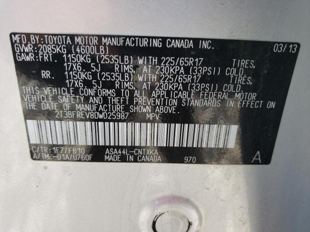 VIN 2T3BFREV8DW025987 2013 TOYOTA RAV4 no.10