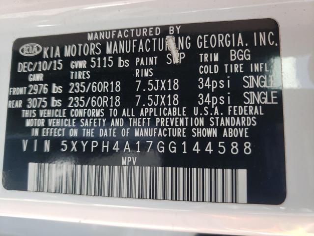 5XYPH4A17GG144588 KIA SORENTO EX