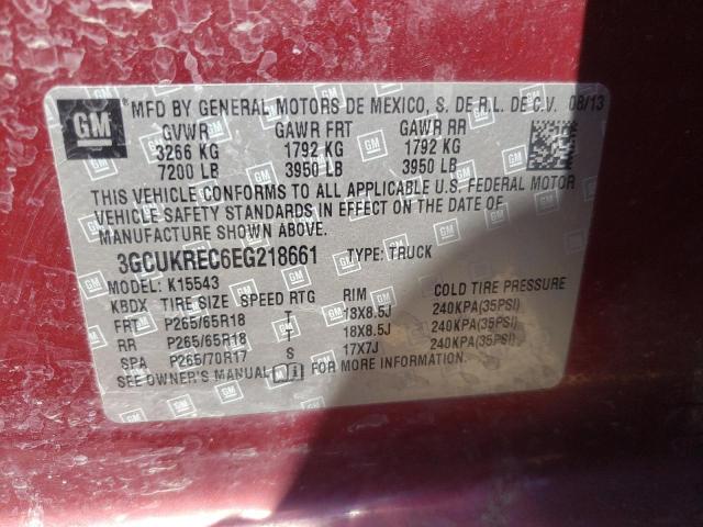 2014 CHEVROLET SILVRK1500, 3GCUKREC6EG218661 - 10